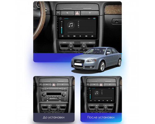Штатная магнитола Lesko для Audi A4 II (B6) 2000-2006 экран 9" 6/128Gb 4G Wi-Fi GPS Top