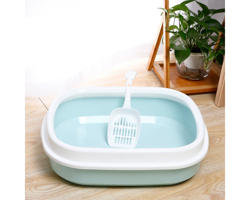 Туалет лоток для кошек с лопаткой Taotaopets 225501 46*38*13 см Blue