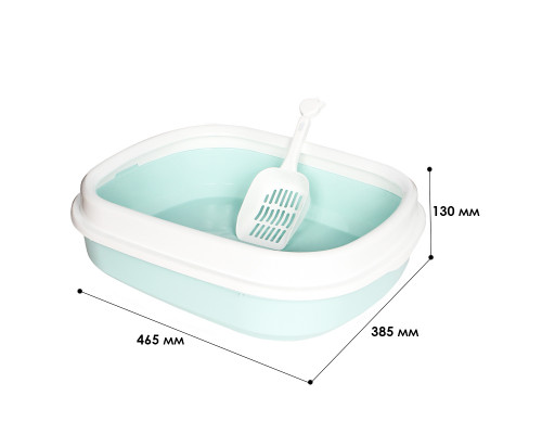 Туалет лоток для кошек с лопаткой Taotaopets 225501 46*38*13 см Blue