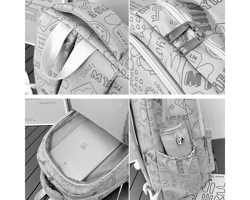 Рюкзак подростковый 601928 с надписями и рисунками 20L White