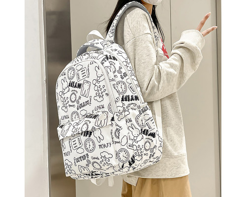Рюкзак подростковый 601928 с надписями и рисунками 20L White