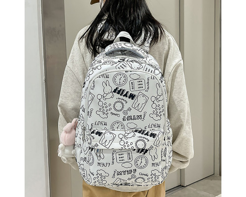 Рюкзак подростковый 601928 с надписями и рисунками 20L White