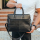 Шкіряна чоловіча ділова сумка 38x29x8, папка портфель для роботи  Tiding Bag 30987 чорна