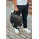 Шкіряна чоловіча ділова сумка 38x29x8, папка портфель для роботи  Tiding Bag 30987 чорна