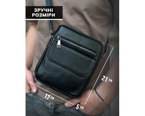 Сумка чоловіча через плече 17х21х5, барсетка для навчання, месенджер для телефону Tiding Bag IT-73302 чорна