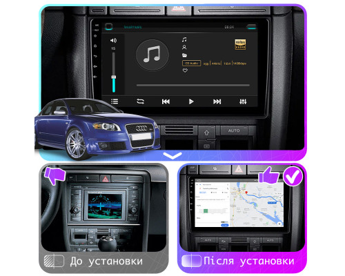 Штатная магнитола Lesko для Audi RS 4 II (B7) 2005-2009 экран 9" 2/32Gb 4G Wi-Fi GPS Top