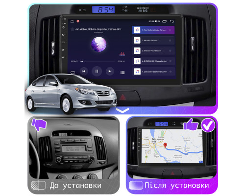 Штатная магнитола Lesko для Hyundai Avante IV 2006-2010 экран 9" 4/64Gb 4G Wi-Fi GPS Top