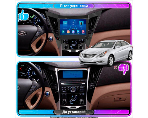 Штатная магнитола Lesko для Hyundai Sonata VI (YF) 2009-2014 экран 9" 6/128Gb 4G Wi-Fi GPS Top