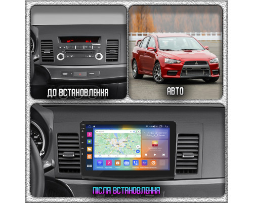 Штатная магнитола Lesko для Mitsubishi Lancer Evolution X 2007-2016 экран 10" 2/32Gb CarPlay 4G Wi-Fi GPS Prime