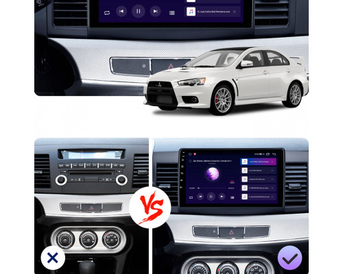 Штатная магнитола Lesko для Mitsubishi Lancer X Рестайлинг 2 2015-2017 экран 10" 4/64Gb CarPlay 4G Wi-Fi GPS Prime