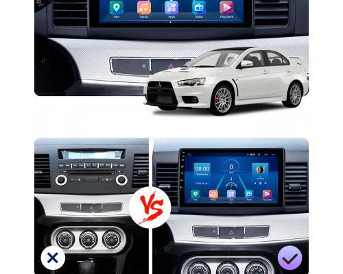 Штатная магнитола Lesko для Mitsubishi Lancer X Рестайлинг 2 2015-2017 экран 10" 6/128Gb 4G Wi-Fi GPS Top