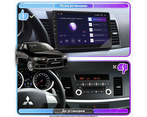 Штатная магнитола Lesko для Mitsubishi Lancer X Рестайлинг 2011-2015 экран 10" 6/128Gb 4G Wi-Fi GPS Top