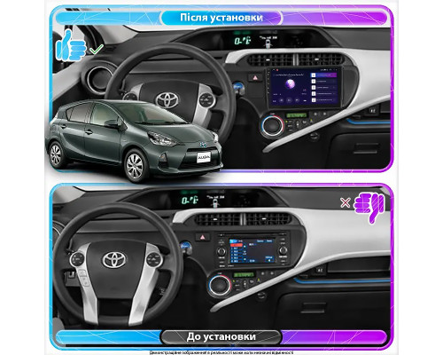 Штатная магнитола Lesko для Toyota Aqua I Рестайлинг 2 2017-2021 экран 9" 2/32Gb CarPlay 4G Wi-Fi GPS Prime