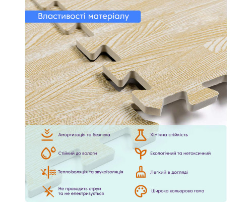 Підлога пазл - модульне підлогове покриття 600x600x10мм Пісочне дерево (МР14) SW-00000648