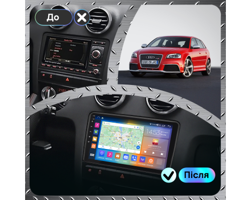 Штатная магнитола Lesko для Audi S3 II (8P) 2006-2008 экран 9" 4/64Gb CarPlay 4G Wi-Fi GPS Prime