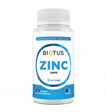 Цинк, Zinc, Biotus, 32 мг, 100 капсул