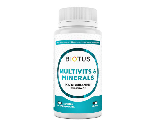 Мультивітаміни та мінерали, Multivits & Minerals, Biotus, 120 таблеток
