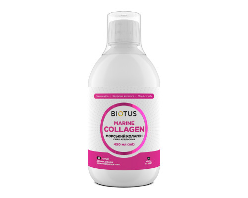 Морський колаген, Marine Collagen, Biotus, смак апельсину, 450 мл