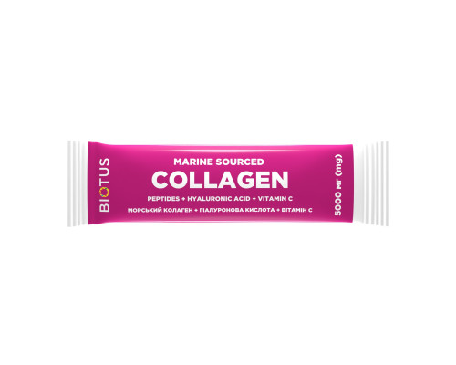 Морський колаген з гіалуроновою кислотою та вітаміном С, Marine Sourced Collagen Peptidеs, Biotus, 1 саше (5.15 г)