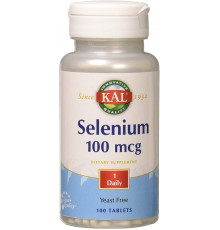 Селен, Selenium, KAL, без дріжджів, 100 мкг, 100 таблеток
