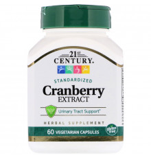 Екстракт журавлини, Cranberry, 21st Century, стандартизований, 60 капсул