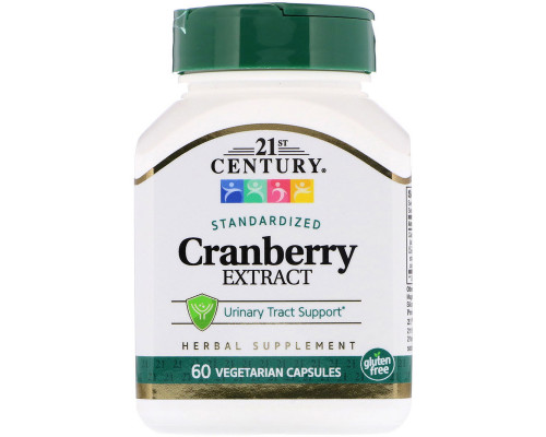 Екстракт журавлини, Cranberry, 21st Century, стандартизований, 60 капсул