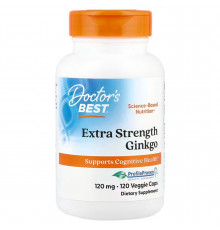 Гінкго Білоба, Extra Strength Ginkgo, Doctor's Best, екстрасильний, 120 мг, 120 веганських капсул