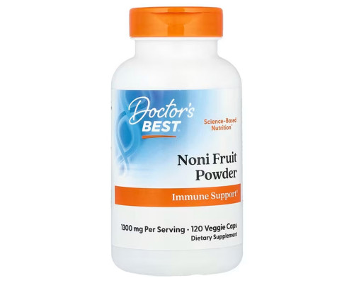 Ноні, Noni, Doctor's Best, порошок із фруктів, 1300 мг, 120 вегетаріанських капсул (650 мг у капсулі)