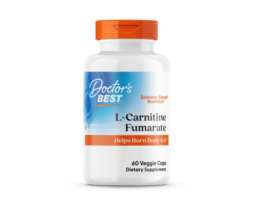 L-карнітин фумарат, L-Carnitine Fumarate with Biosint Carnitine, Doctor's Best, 500 мг, 60 веганських капсул