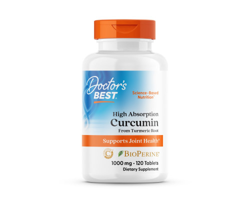 Куркумін, High Absorption Curcumin, Doctor's Best, високої засвоюваності, 1000 мг, 120 веганських таблеток