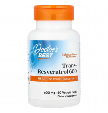Ресвератрол, Trans-Resveratrol, Doctor's Best, 600 мг, 60 вегетаріанських капсул