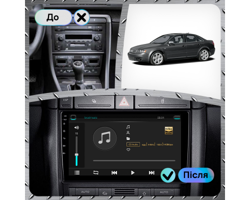 Штатная магнитола Lesko для Audi S4 II (B6) 2002-2004 экран 9" 2/32Gb Wi-Fi GPS Base