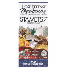Підтримка імунітету, Immune Support STAMETS 7, Host Defense, щоденна, суміш із 7 видів грибів, 60 вегетаріанських капсул