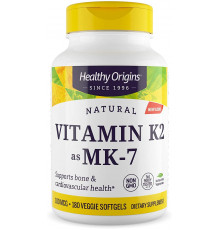 Вітамін K2 у формі MK7, Vitamin K2 як MK-7, Healthy Origins, 100 мкг, 180 вегетаріанських м'яких капсул
