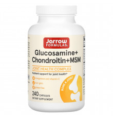 Глюкозамін, хондроїтин, МСМ, Glucosamine + Chondroitin + MSM, Jarrow Formulas, 240 капсул