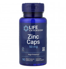 Цинку цитрат, Zinc Caps, Life Extension, високоефективний, 50 мг, 90 вегетаріанських капсул