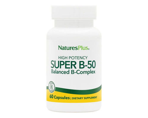 Комплекс вітамінів B-50, Super B-50, Nature's Plus, 60 вегетаріанських капсул