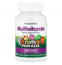 Мультивітаміни та мінерали для дітей, виноград, Children's Chewable Multi-Vitamin & Mineral, Nature's Plus, Animal Parade, 90 жувальних таблеток у вигляді тварин