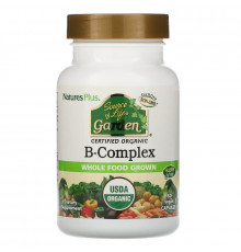 Комплекс вітамінів групи В, B-Complex, Nature's Plus, Source of Life Garden, органік, 60 капсул