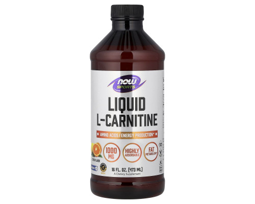 L-карнітин, L-Carnitine, Now Foods, Sports, рідкий, цитрус, 473 мл