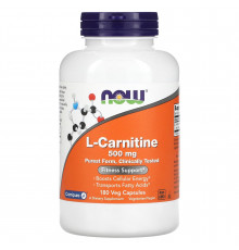 L-карнітин, L-Carnitine, Now Foods, 500 мг, 180 вегетаріанських капсул