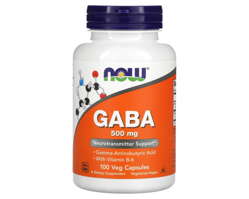 Гамма-аміномасляна кислота з вітаміном В-6, GABA with Vitamin B-6, NOW Foods, 500 мг, 100 вегетаріанських капсул