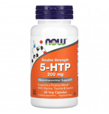 5-HTP, 5-гідрокситриптофан, 5-HTP, NOW Foods, подвійна сила, 200 мг, 60 вегетаріанських капсул