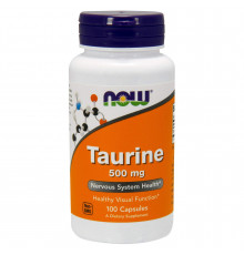 Таурин, Taurine, Now Foods, 500 мг, 100 вегетаріанських капсул