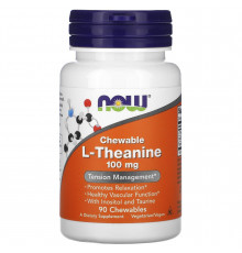 L-теанін, Chewable L-Theanine, Now Foods, 100 мг, 90 жувальних таблеток