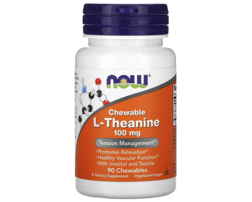 L-теанін, Chewable L-Theanine, Now Foods, 100 мг, 90 жувальних таблеток