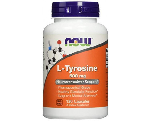 Тирозин, L-Tyrosine, NOW Foods, 500 мг, 120 капсул