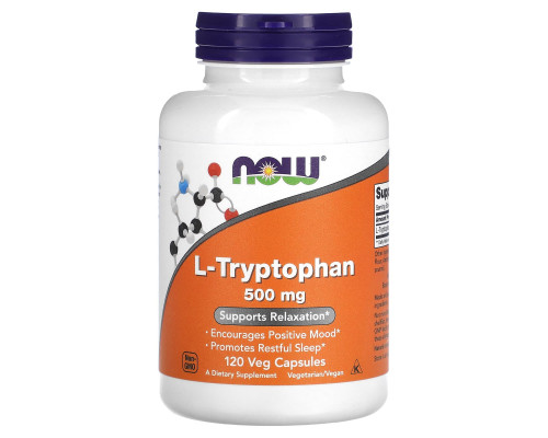 Триптофан, L-Tryptophan, Now Foods, 500 мг, 120 вегетаріанських капсул