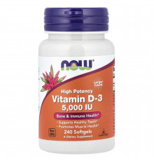 Вітамін D-3, Vitamin D-3, Now Foods, високоефективний, 125 мкг (5000 МО), 240 гелевих капсул