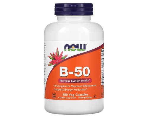 Вітаміни групи В-50, B-50, Now Foods, комплекс, 250 вегетаріанських капсул